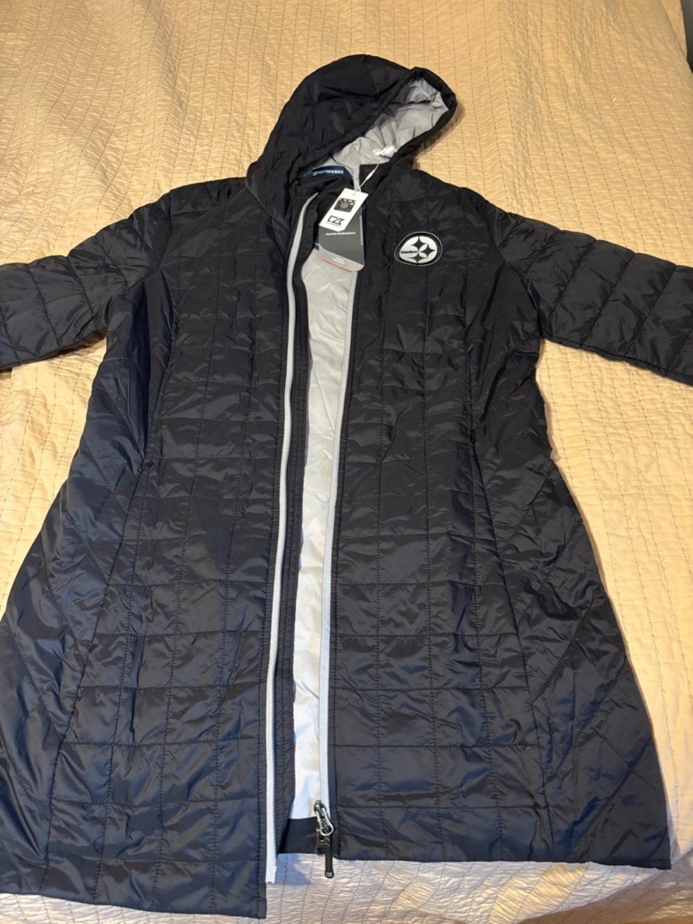 Pittsburgh Steelers Hooded Quilted Coat - Black